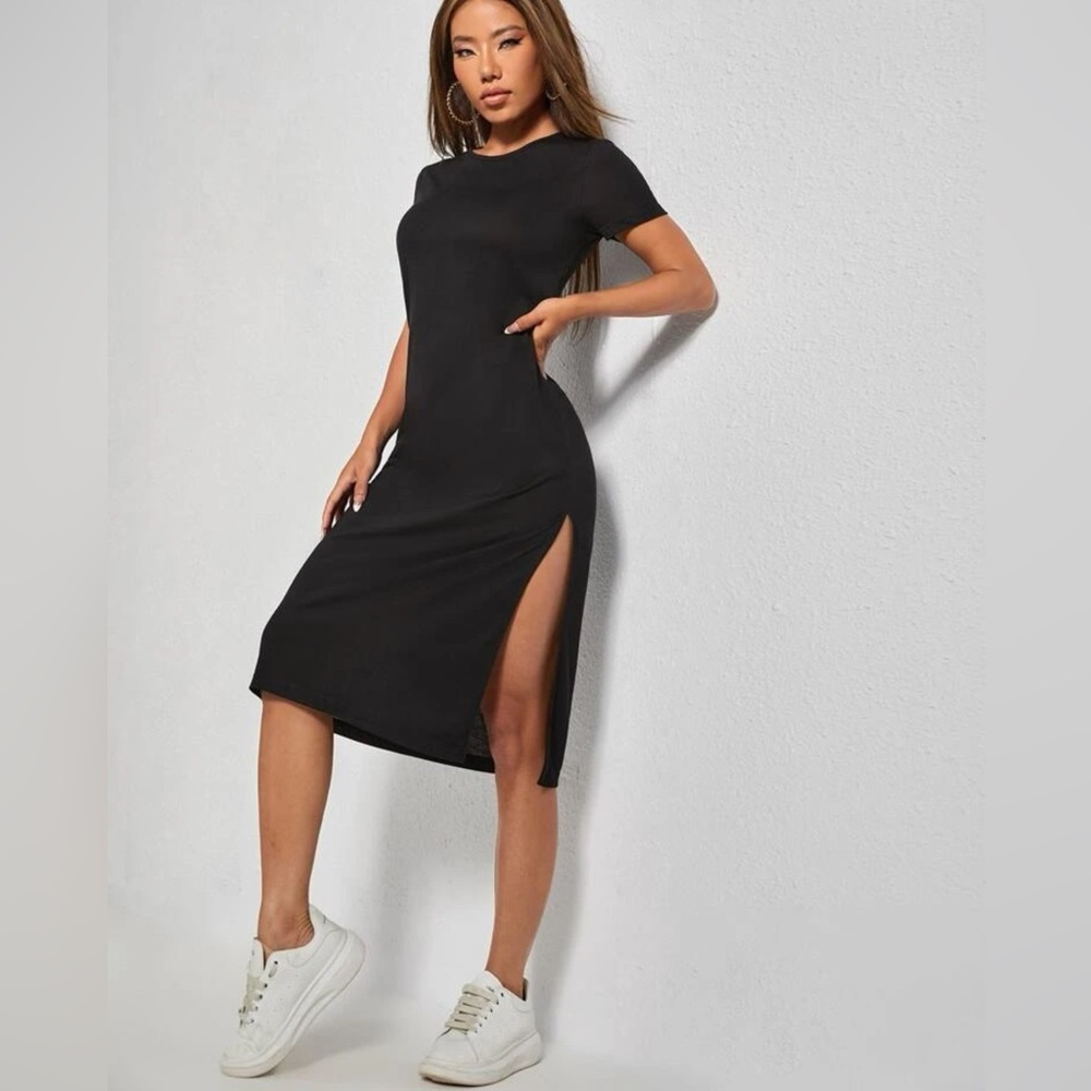 Black dress with a slit